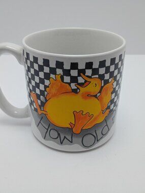 New Retro 1980s How Old Checker Print Funny Birthday Coffee Mug